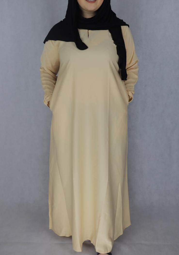 Lemon Color Nida Material Abaya Clothes Muslim Wear.