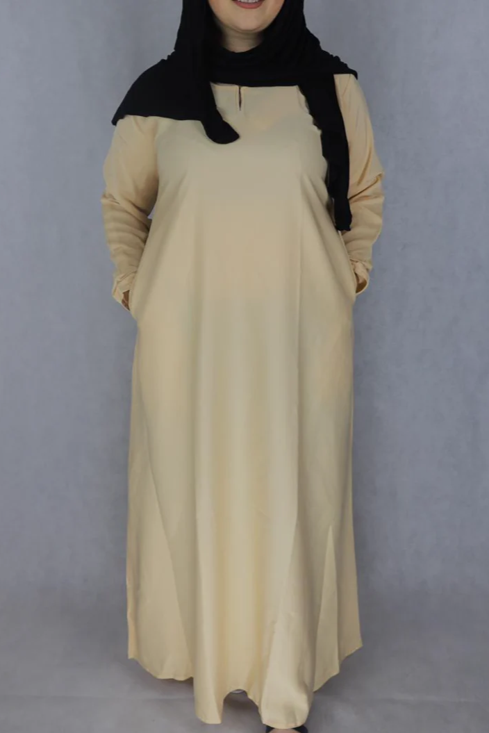 Lemon Color Nida Material Abaya Clothes Muslim Wear.