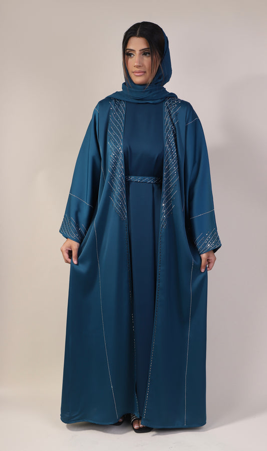 Elegant Teal Embellished Abaya