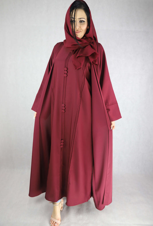 Simple Yet Elegant Four Piece Maroon Colour Abaya.