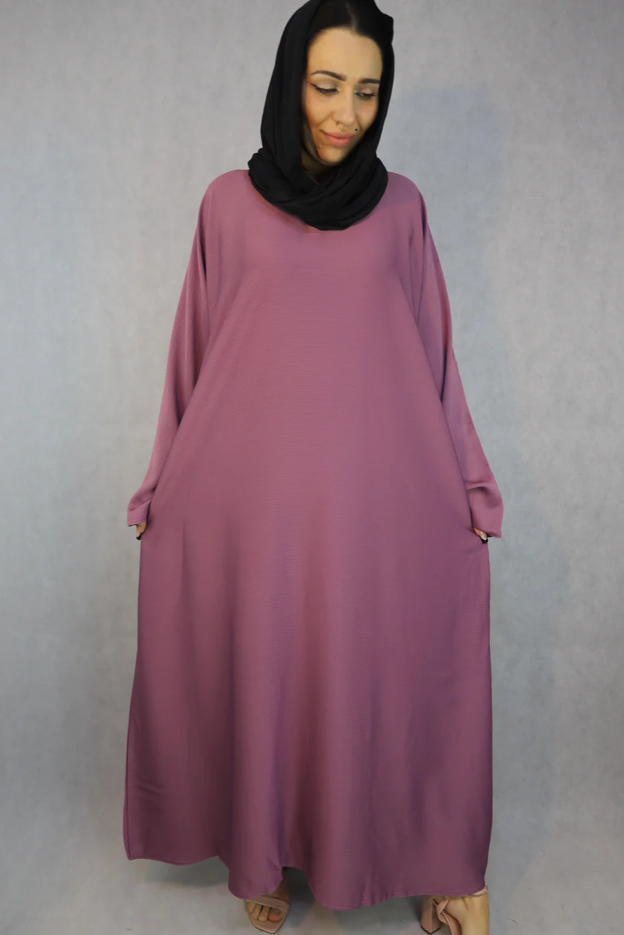 Maya, lavender colour abaya in zoom material