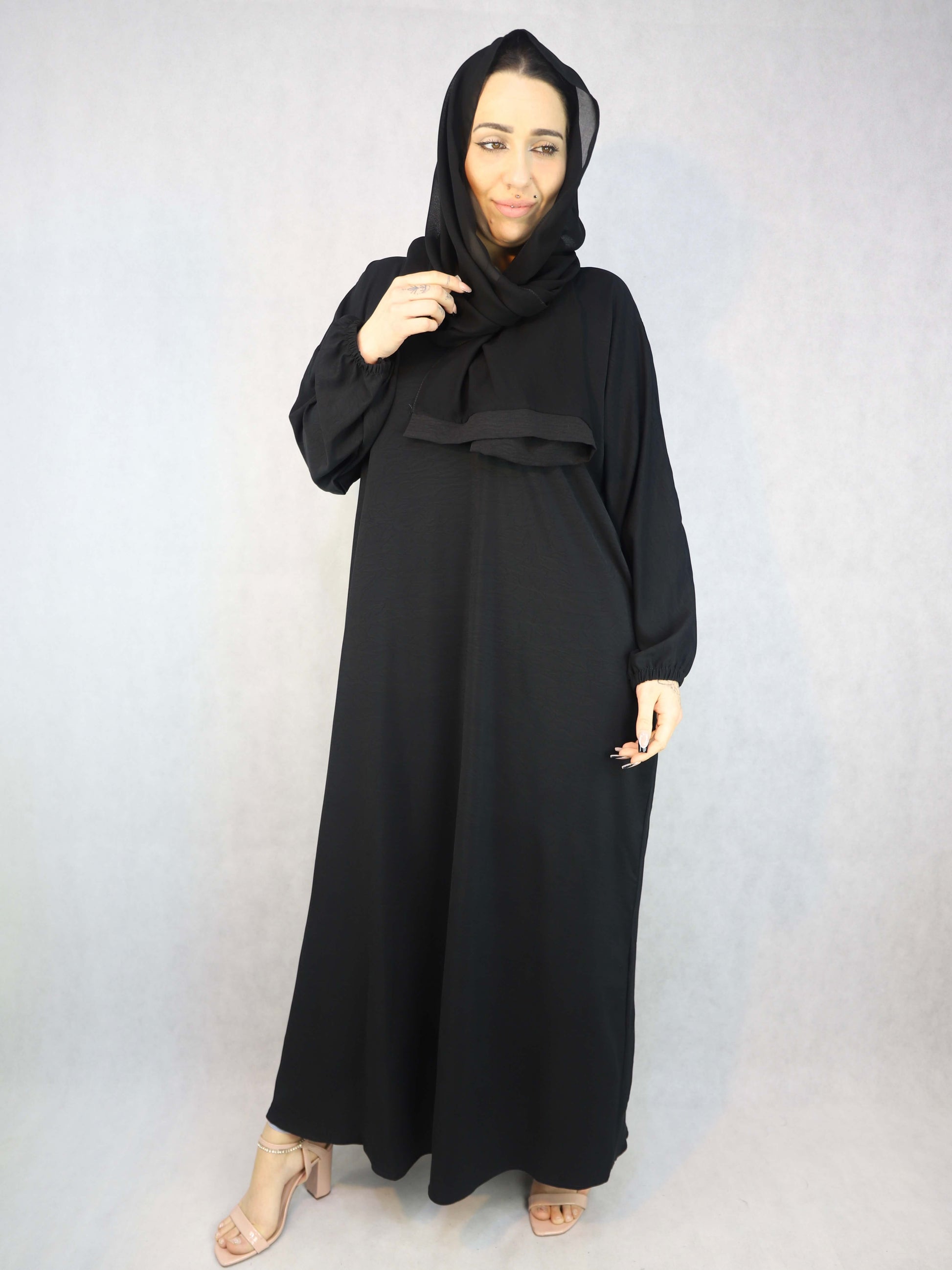 Marble Effect Black Colour Abaya Modest Dress.