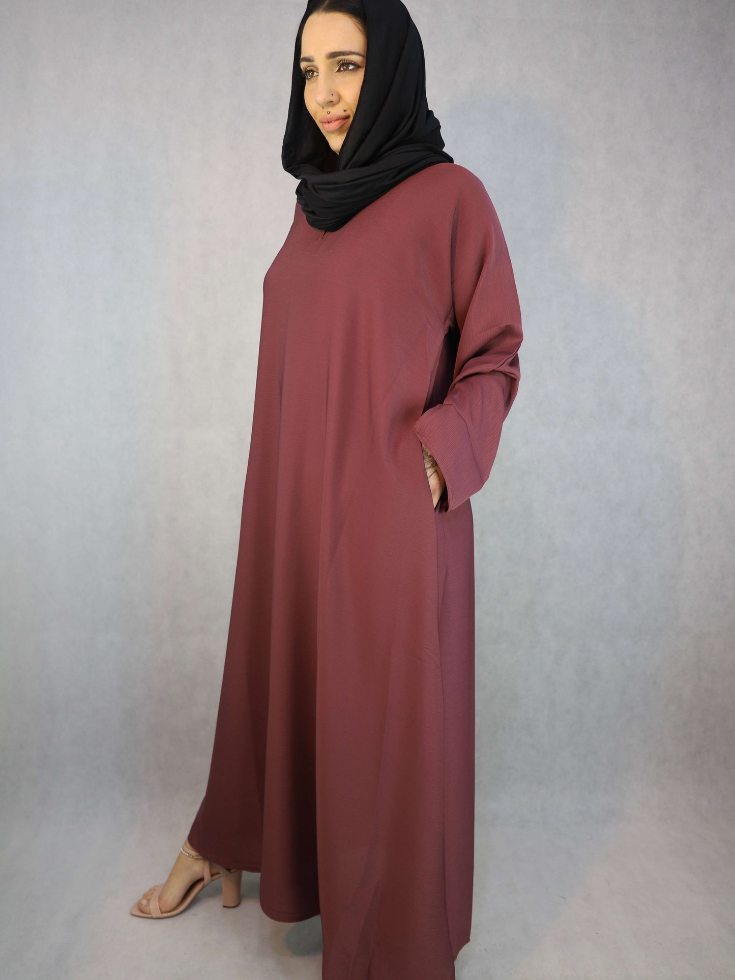 Maya, Blush Color Abaya in Zoom Material Abaya