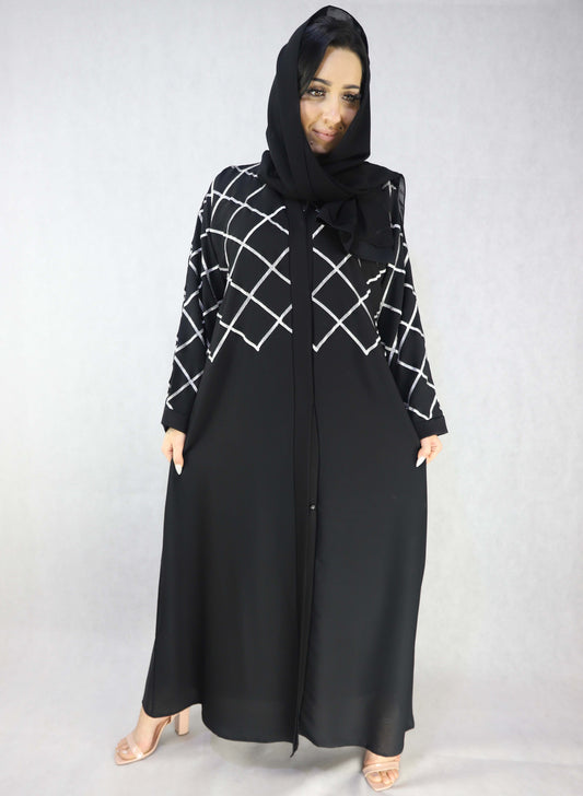 Thread Work Diamond  Abaya Modest Dresses For Women
