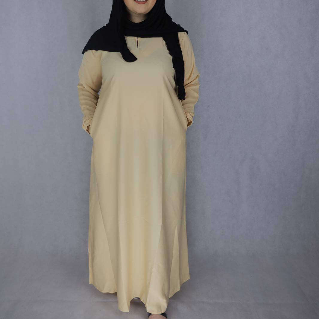 Lemon Color Nida Material Abaya Clothes Muslim Wear.