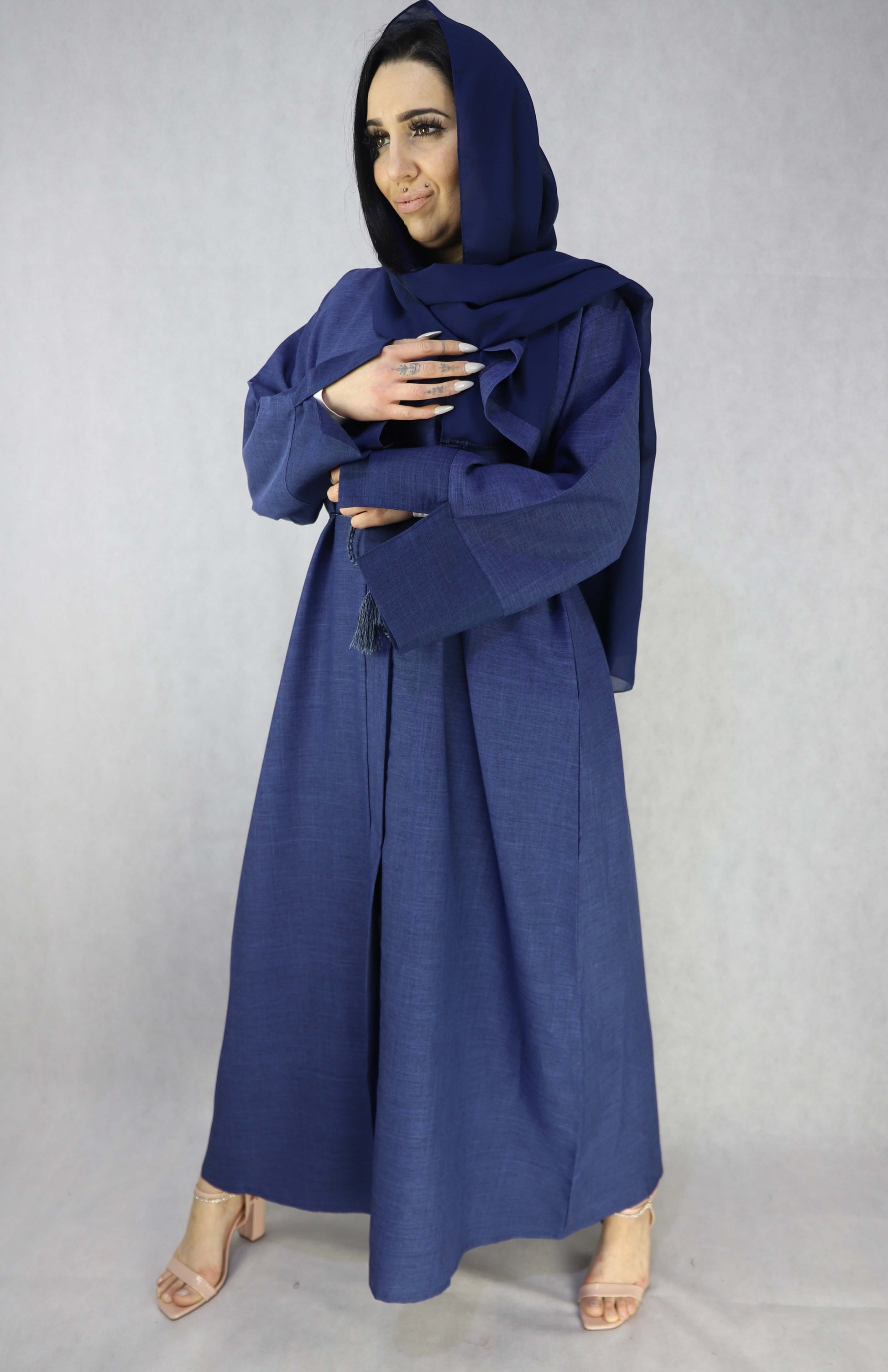 Lina Open Abaya In Blue Color Abaya.