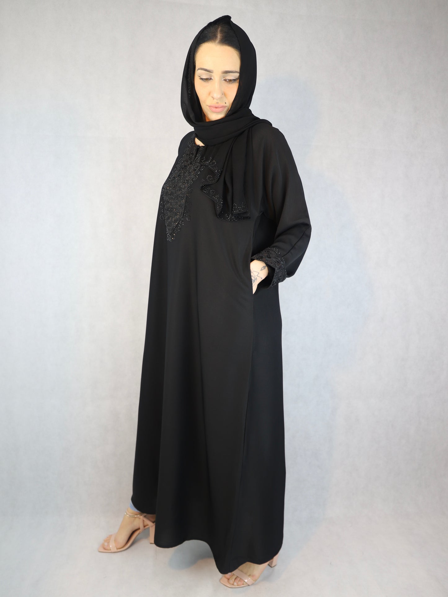 half lace black abaya For Women with stone work,abaya abayas modest abaya dress modest dresses black abaya modest dress abaya united kingdom white abaya abaya for women modest dresses for women modest maxi dresses women abaya abaya dress dresses