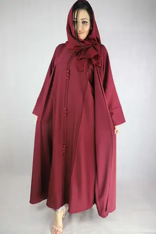 Simple Yet Elegant Four Piece Maroon Colour Abaya.