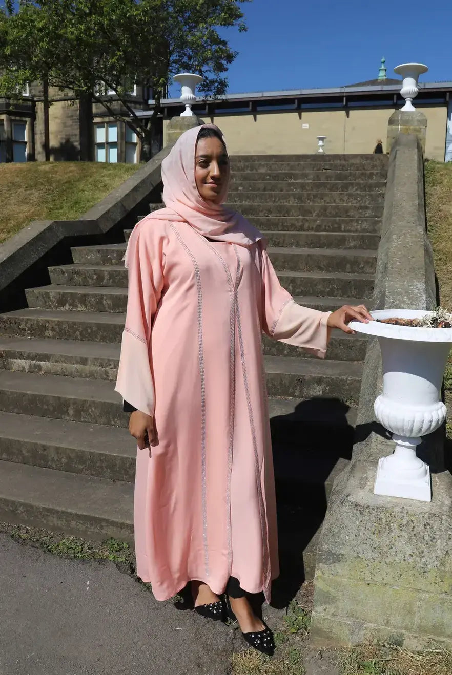 Double Layer Pink Abaya For Muslim Women.