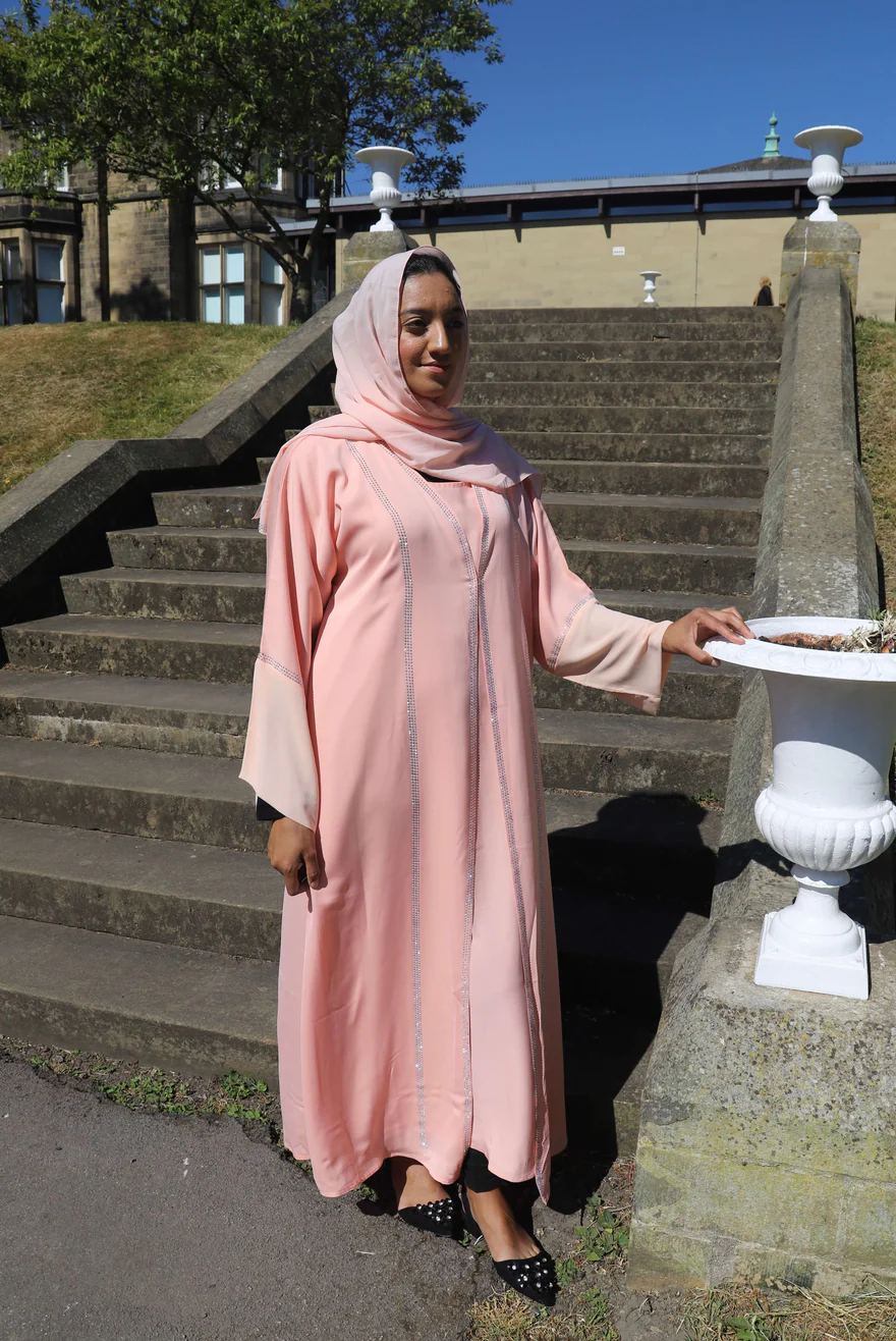 Double Layer Pink Abaya For Muslim Women.