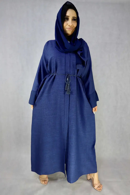 Lina Open Abaya In Blue Color Abaya.