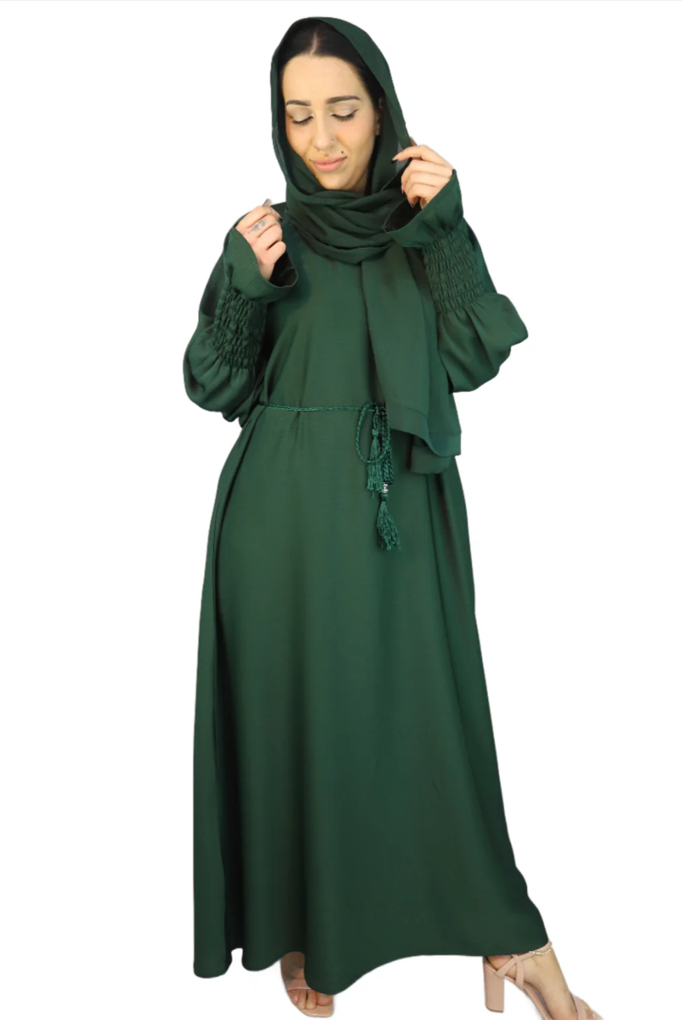 Zoom Material Abaya With Elasticated Sleeves For Modest Dress For Women.