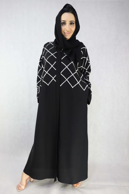 Thread Work Diamond  Abaya Modest Dresses For Women.